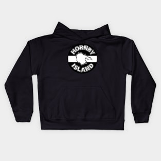 Hornby Island Round Circle Text - Simple Black And White - Hornby Island Kids Hoodie